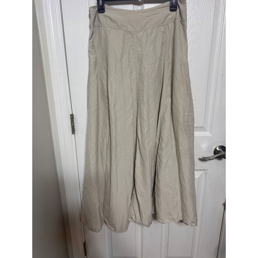 J. Jill Beige 100% Silk Maxi Skirt A-Line Neutral Minimalist Size 8